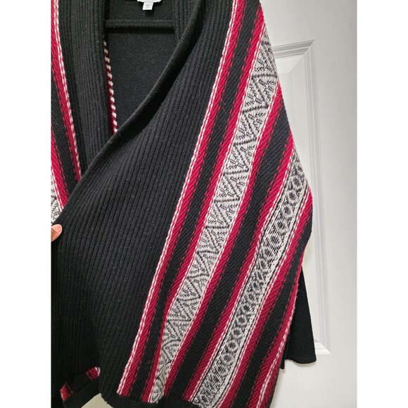 J.JILL Wool Blend Fair Isle Women's Open Front Knit Cardigan With Red & Black Ge - Picture 7 of 10
